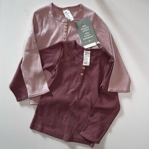 Set of 2 long sleeve rubbed shirts